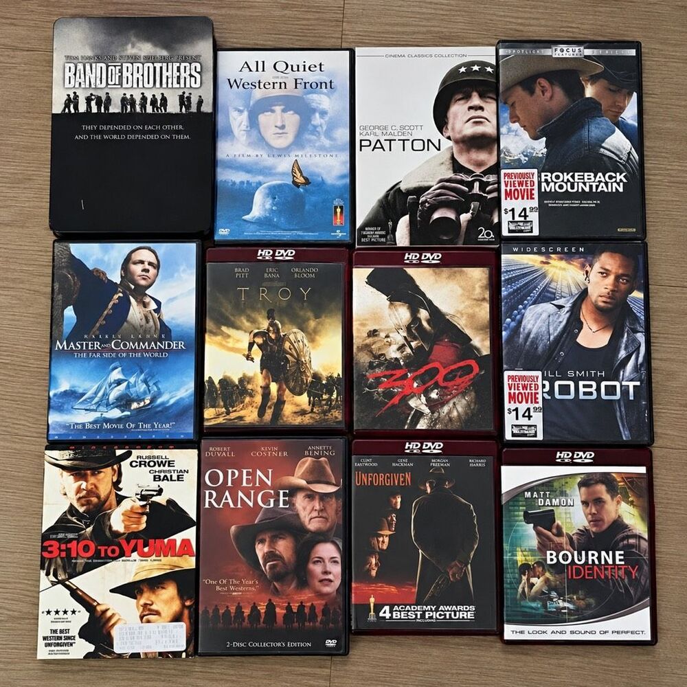 12 DVD Movie Lot War Western Action Classics Band of Brothers Troy 300 Bourne